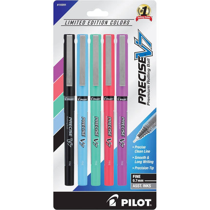Pilot Rolling Ball Pen - Precise V7 Premium Fine Assorted Inks, Pack of 5 | 16991 ,