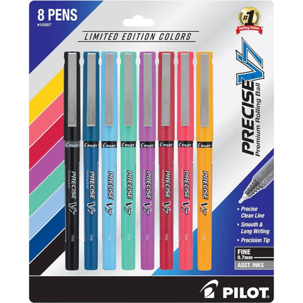 Pilot Rolling Ball Pen - Precise V7 Premium Fine Assorted Inks, Pack of 8 | 16997 ,