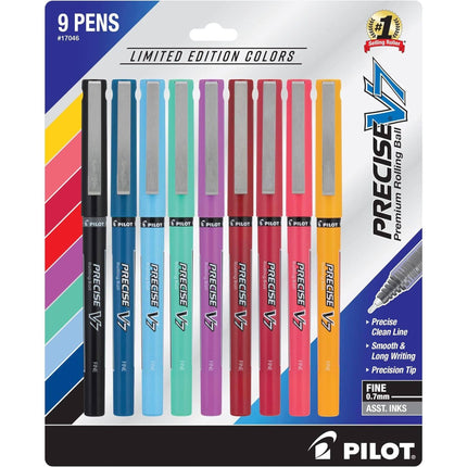 Pilot Rolling Ball Pen - Precise V7 Premium Fine Assorted Inks, Pack of 9 | 17046 ,