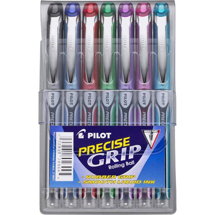 Pilot Rolling Ball Stick Pen - Precise Grip ?Assorted Liquid Ink, Pack of 7 | 28864 ,