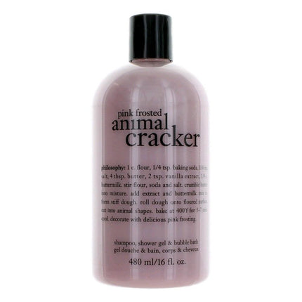 Pink Frosted Animal Cracker by Philosophy, 16 oz Shampoo, Shower Gel & Bubble Bath for Unisex ,
