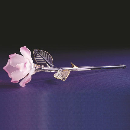 Pink Rose Glass Figurine ,