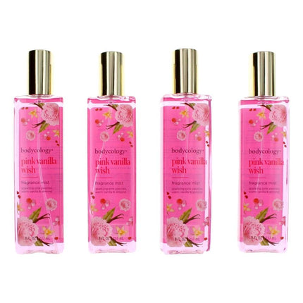 Pink Vanilla Wish by Bodycology, 4 Pack 8 oz Fragrance Mist for Women ,