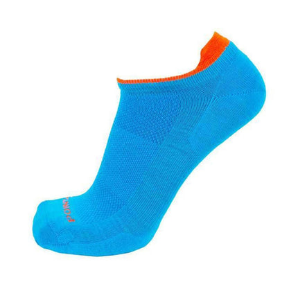 Point6 Socks - Running Pop Caribbean Blue Medium Merino Wool Medium Crew ,