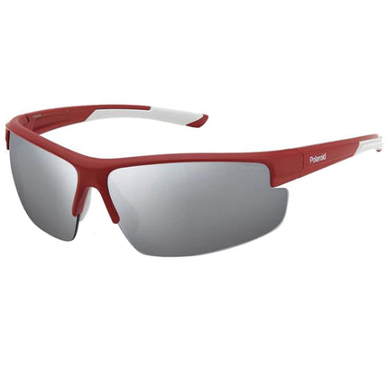 Polaroid Core Men's Sunglasses - Grey Silver Lens Matte Red | PLD 7027/S 00Z3 EX ,