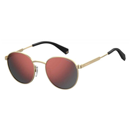 Polaroid Men's Sunglasses - Gold Burgundy Metal Full Rim Round Frame | PLD 2053/S 0B6E ,