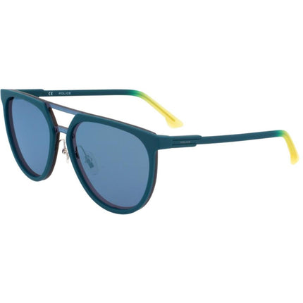Police Men's Sunglasses - Blue Green Plastic Full Rim Pilot Frame | POLICE SPL586 7T9X ,