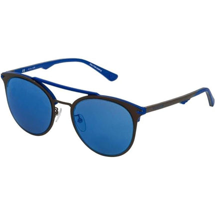 Police Unisex Sunglasses - Gun Metal Pilot Frame Blue Lens | POLICE SPL491 92EB ,