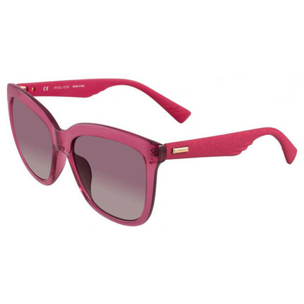 Police Women's Sunglasses - Shiny Clear Pink Cat Eye Frame | POLICE SPL410 AFDX ,
