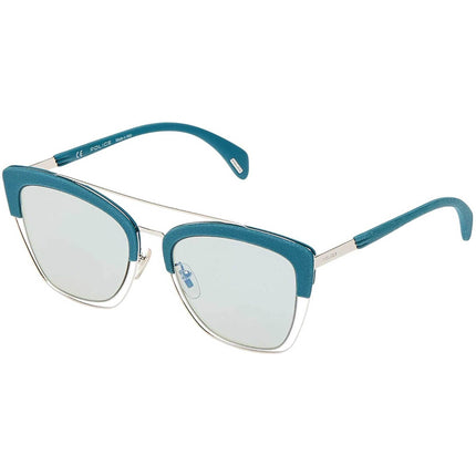 Police Women's Sunglasses - Teal Plastic Cat Eye Frame Green Lens | POLICE SPL618 579X ,