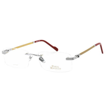 Porta Romana Men's Eyeglasses - Rectangular Rimless Metal Frame | 1001 SILVER GOLD ,