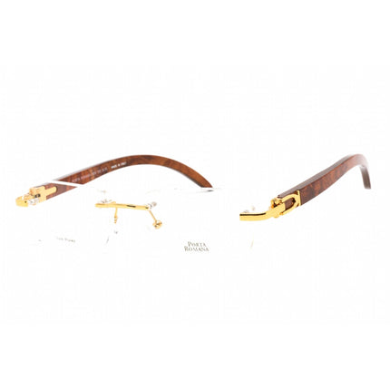 Porta Romana Unisex Eyeglasses - Dark Wood Gold Metal/Plastic Frame | 1954 100BUR ,