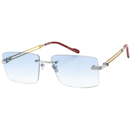Porta Romana Unisex Sunglasses - Blue Lens Rectangular Metal Frame | Mod. 1010 Blue ,
