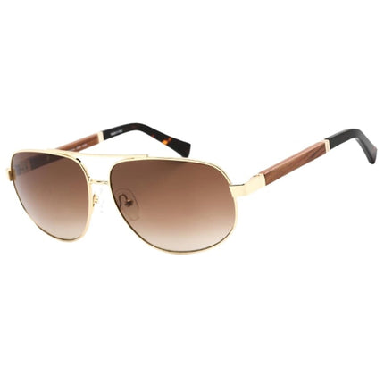 Porta Romana Unisex Sunglasses - Gradient Brown Lens Aviator Frame | 1989 (MOD 1966) ,