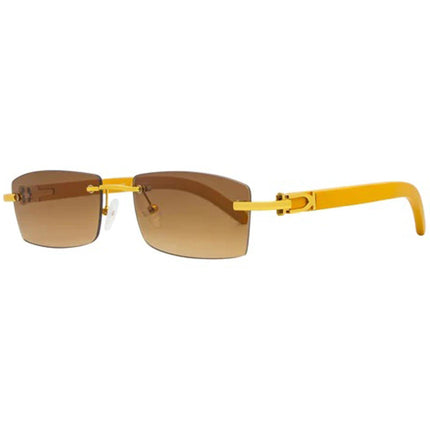 Porta Romana Unisex Sunglasses - Gradient Brown Lens Yellow and Gold | 1953 100R ,