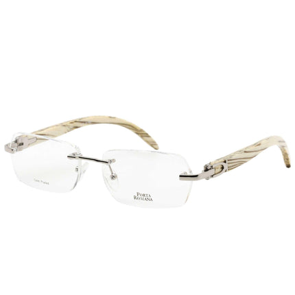 Porta Romana Women's Eyeglasses - Rectangular Rimless Metal Frame | 1954/55 SILVER ,