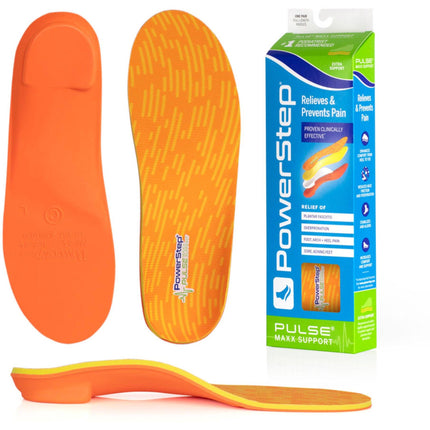 PowerStep Insoles - Pulse Maxx Running Shoe Insert Orange Insoles ,