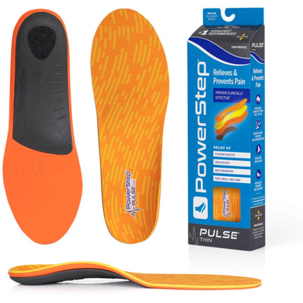 PowerStep Insoles - Pulse Thin Arch Pain Relief Orange Insoles ,