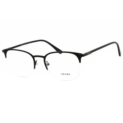 Prada Men's Eyeglasses - Black Semi-Rimless Metal Oval Frame | 0PR 57YV 07F1O1 ,