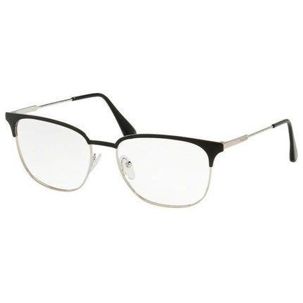 Prada Men's Eyeglasses - Matt Black Silver Rectangular Frame | PRADA PR59UV 1BO1O1 ,