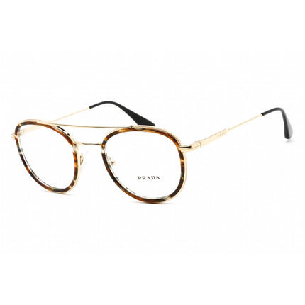 Prada Men's Eyeglasses - Striped Brown/Pale Gold Metal/Plastic Frame | 0PR 66XV 06A1O1 ,