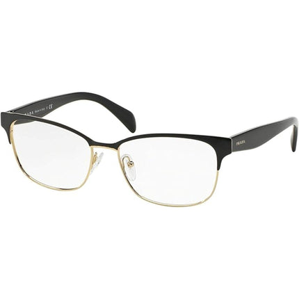 Prada Women's Eyeglasses - Black Gold Rectangular Frame | PRADA 0PR 65RV QE31O155 ,