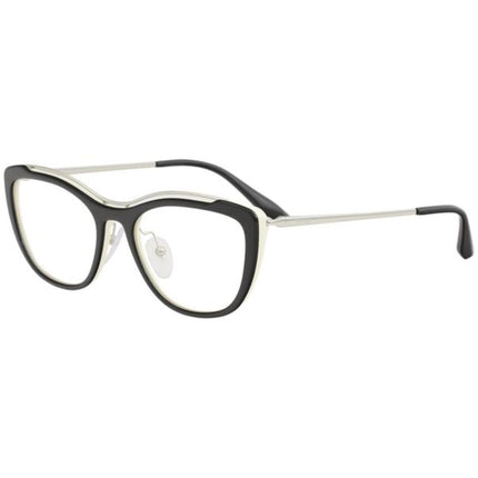 Prada Women's Eyeglasses - Black Ivory Plastic Cat Eye Frame | PRADA 0PR04VV 4BK1O153 ,