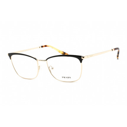 Prada Women's Eyeglasses - Black/Pale Gold Metal Rectangular Frame | 0PR 57WV AAV1O1 ,