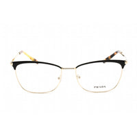 Prada Women's Eyeglasses - Black/Pale Gold Metal Rectangular Frame | 0PR 57WV AAV1O1 ,
