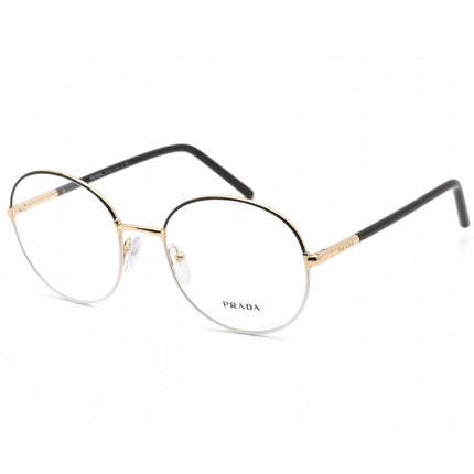 Prada Women's Eyeglasses - Black/White Round Metal Frame Clear Lens | 0PR55WV 07I1O1 ,