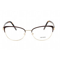 Prada Women's Eyeglasses - Bordeaux/Pale Gold Cat Eye Metal Frame | PR 63XV 09B1O1 ,