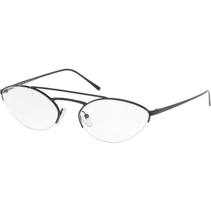 Prada Women's Eyeglasses - Catwalk Black Oval Half-Rim Frame | PRADA 0PR 62VV 1AB1O1 ,