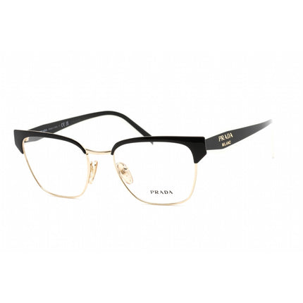 Prada Women's Eyeglasses - Clear Lens Black/Gold Metal Square Frame | 0PR 65YV 18A1O1 ,