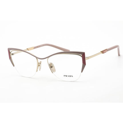 Prada Women's Eyeglasses - Clear Lens Gold/Pink Metal Cat Eye Frame | 0PR 63YV 14A1O1 ,