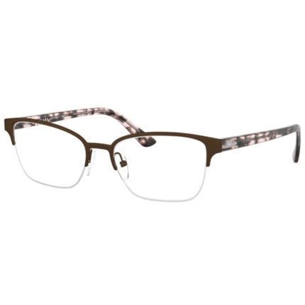Prada Women's Eyeglasses - Cocoa Metal Half Rim Cat Eye | PRADA 0PR 61XV ROU1O152 ,