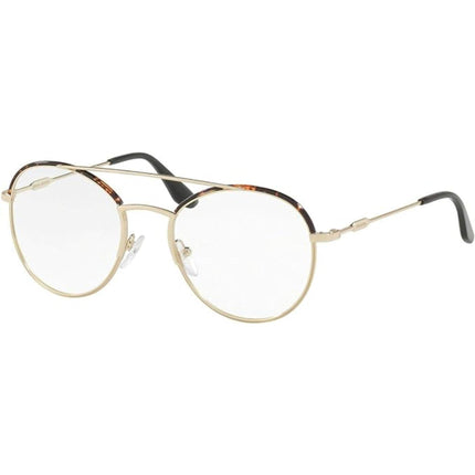 Prada Women's Eyeglasses - Dark Havana Pale Gold Metal Frame | PRADA 0PR55UV 2AU1O151 ,