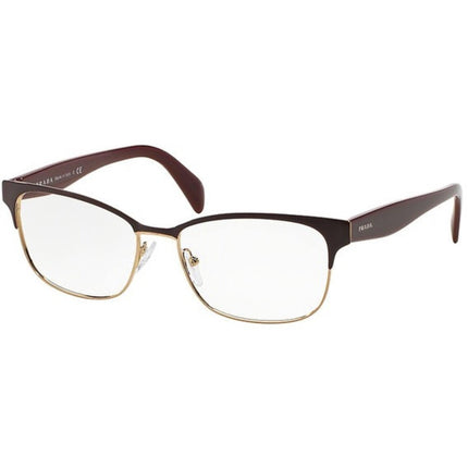 Prada Women's Eyeglasses - Full Rim Burgundy Metal Rectangular Frame | 0PR65RV UAN1O1 ,