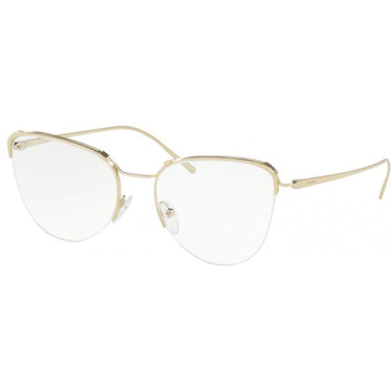 Prada Women's Eyeglasses - Pale Gold Metal Cat Eye Frame | PRADA 0PR 60UV ZVN1O153 ,