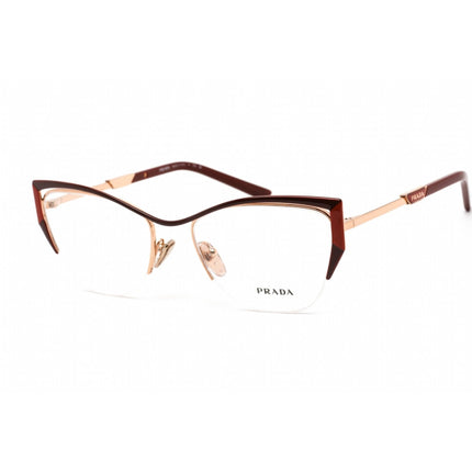 Prada Women's Eyeglasses - Red/Fire/Rose Gold Metal Cat Eye Frame | 0PR 63YV 13A1O1 ,