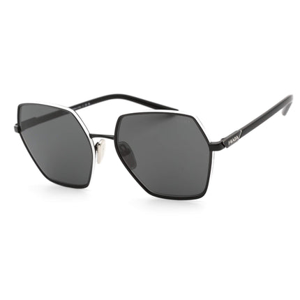 Prada Women's Sunglasses - Black Metal Geometric Frame Grey Lens | 0PR 56YS 1AB5S0 ,