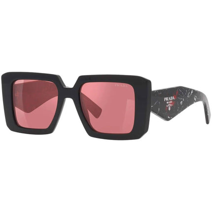 Prada Women's Sunglasses - Black Square Frame Red Lens | PRADA 0PR 23YSF 1AB06Q52 ,
