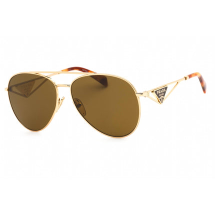 Prada Women's Sunglasses - Gold Aviator Shape Frame Dark Brown Lens | 0PR 73ZS 5AK01T ,