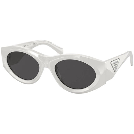 Prada Women's Sunglasses - Talc Plastic Oval Frame Dark Grey Lens | 20ZS 1425S0 ,