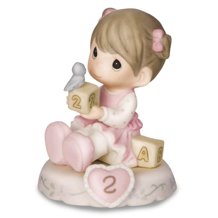 Precious Moments Growing Grace Age Two Brunette Porcelain Figurine ,