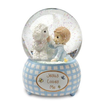 Precious Moments Jesus Loves Me Blue Waterglobe ,