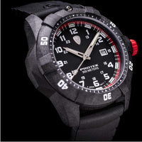 Protek Unisex Quartz Watch - Dive Series Black and Red Dial Rotating Bezel | 1002 ,