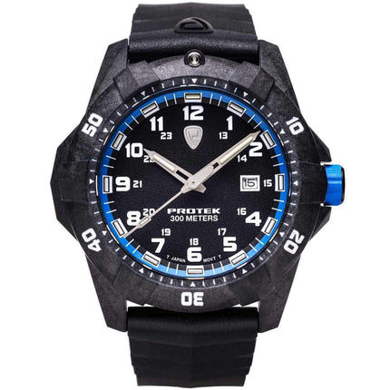 Protek Unisex Quartz Watch - Dive Series Blue and Black Dial Rubber Strap | 1003 ,