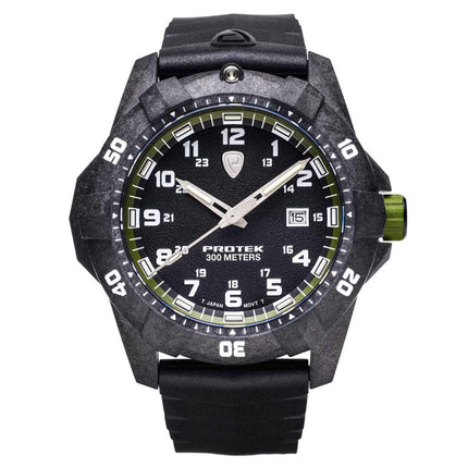 Protek Unisex Quartz Watch - Dive Series Green and Black Dial Rubber Strap | 1005 ,
