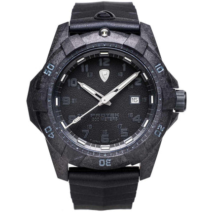 Protek Unisex Quartz Watch - Dive Series Rotating Bezel Black Dial Rubber Strap | 1001 ,