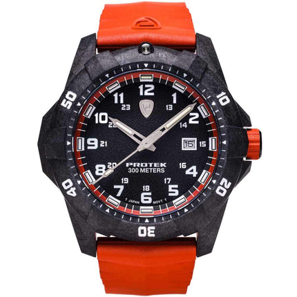 Protek Unisex Quartz Watch - Dive Series Rotating Bezel Orange Rubber Strap | 1004O ,